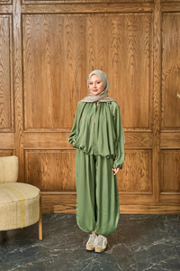 Gizli Fermuar Detay Takım Açık Yeşil