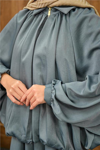 Gizli Fermuar Detay Takım Gri