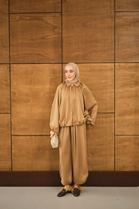 Gizli Fermuar Detay Takım Hardal