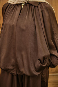 Gizli Fermuar Detay Takım Kahverengi