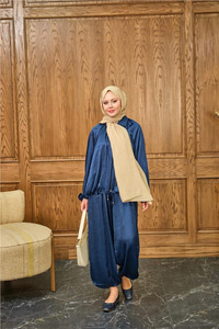 Gizli Fermuar Detay Takım Lacivert