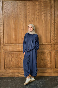 Gizli Fermuar Detay Takım Lacivert