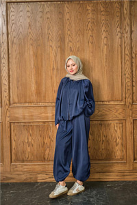 Gizli Fermuar Detay Takım Lacivert