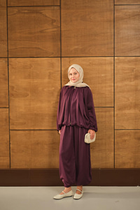 Gizli Fermuar Detay Takım Mürdüm