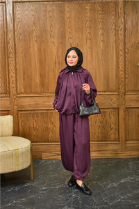 Gizli Fermuar Detay Takım Mürdüm