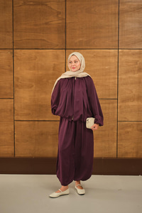 Gizli Fermuar Detay Takım Mürdüm