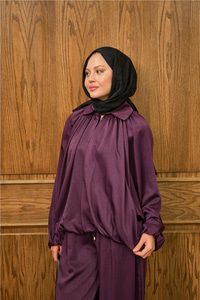 Gizli Fermuar Detay Takım Mürdüm