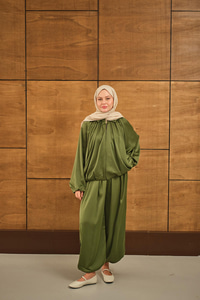 Gizli Fermuar Detay Takım Yeşil