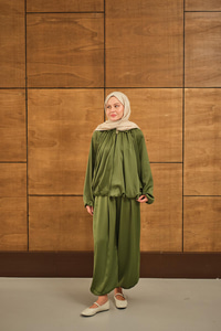 Gizli Fermuar Detay Takım Yeşil