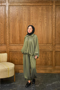 Gizli Fermuar Detay Takım Yeşil