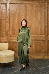 Gizli Fermuar Detay Takım Yeşil