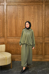 Gizli Fermuar Detay Takım Yeşil