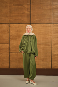 Gizli Fermuar Detay Takım Yeşil