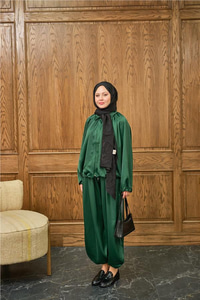 Gizli Fermuar Detay Takım Zümrüt Yeşil