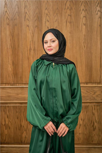 Gizli Fermuar Detay Takım Zümrüt Yeşil