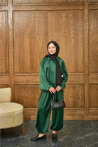 Gizli Fermuar Detay Takım Zümrüt Yeşil