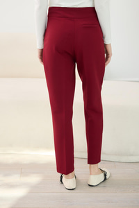 Gizli Fermuar Detaylı Kumaş Pantolon Bordo