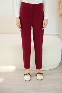 Gizli Fermuar Detaylı Kumaş Pantolon Bordo