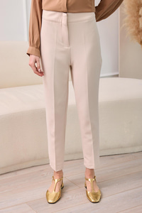 Gizli Fermuar Detaylı Kumaş Pantolon Krem