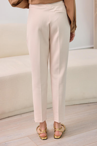Gizli Fermuar Detaylı Kumaş Pantolon Krem