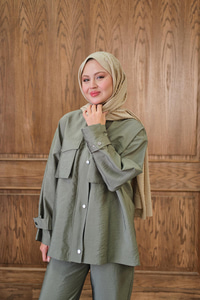 Gizli Fermuar Detaylı Takım Fıstık Yeşil