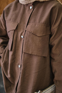 Gizli Fermuar Detaylı Takım Kahverengi