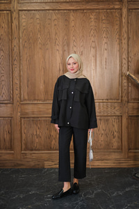 Gizli Fermuar Detaylı Takım Siyah