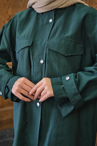 Gizli Fermuar Detaylı Takım Zümrüt Yeşil