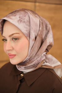 Gök Bulut Desen Eşarp Bej