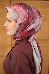 Gök Bulut Desen Eşarp Bordo