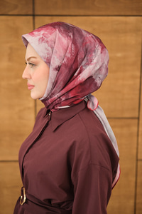 Gök Bulut Desen Eşarp Bordo