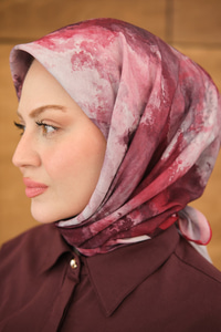 Gök Bulut Desen Eşarp Bordo