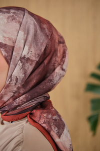 Gök Bulut Desen Eşarp Kiremit