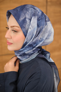 Gök Bulut Desen Eşarp Lacivert