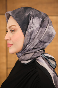 Gök Bulut Desen Eşarp Siyah