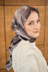 Gök Bulut Desen Eşarp Vizon