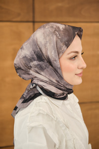 Gök Bulut Desen Eşarp Vizon