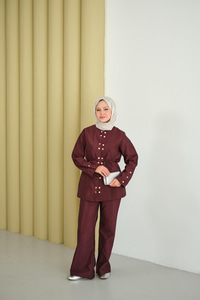 Gold Çıt Çıt Detay Takım Bordo