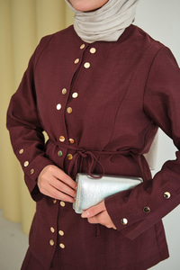 Gold Çıt Çıt Detay Takım Bordo