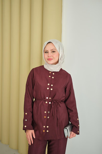 Gold Çıt Çıt Detay Takım Bordo