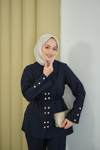 Gold Çıt Çıt Detay Takım Lacivert