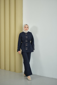 Gold Çıt Çıt Detay Takım Lacivert