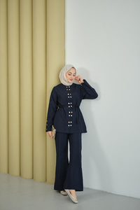 Gold Çıt Çıt Detay Takım Lacivert