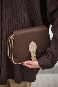 Gold Detay Çift Bölmeli Çanta Kahverengi