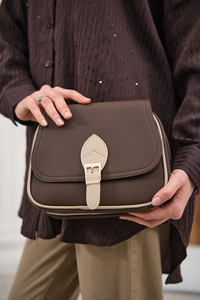 Gold Detay Çift Bölmeli Çanta Kahverengi