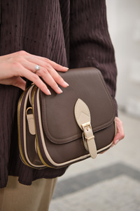 Gold Detay Çift Bölmeli Çanta Kahverengi