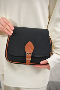 Gold Detay Çift Bölmeli Çanta Siyah