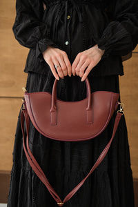 Gold Detay Deri Görünümlü Gondol Çanta Bordo