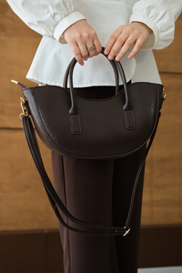 Gold Detay Deri Görünümlü Gondol Çanta Kahverengi