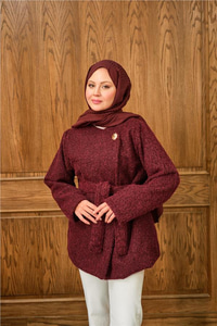 Gold Düğme Detay Ceket Bordo